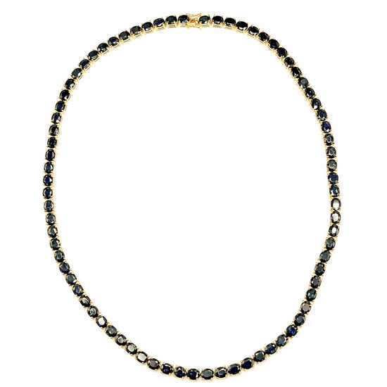 Delicate Oval Sapphire Tennis Necklace