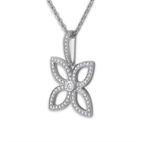 Louis Vuitton Flower Dangle Earrings 18K White Gold with Diamonds