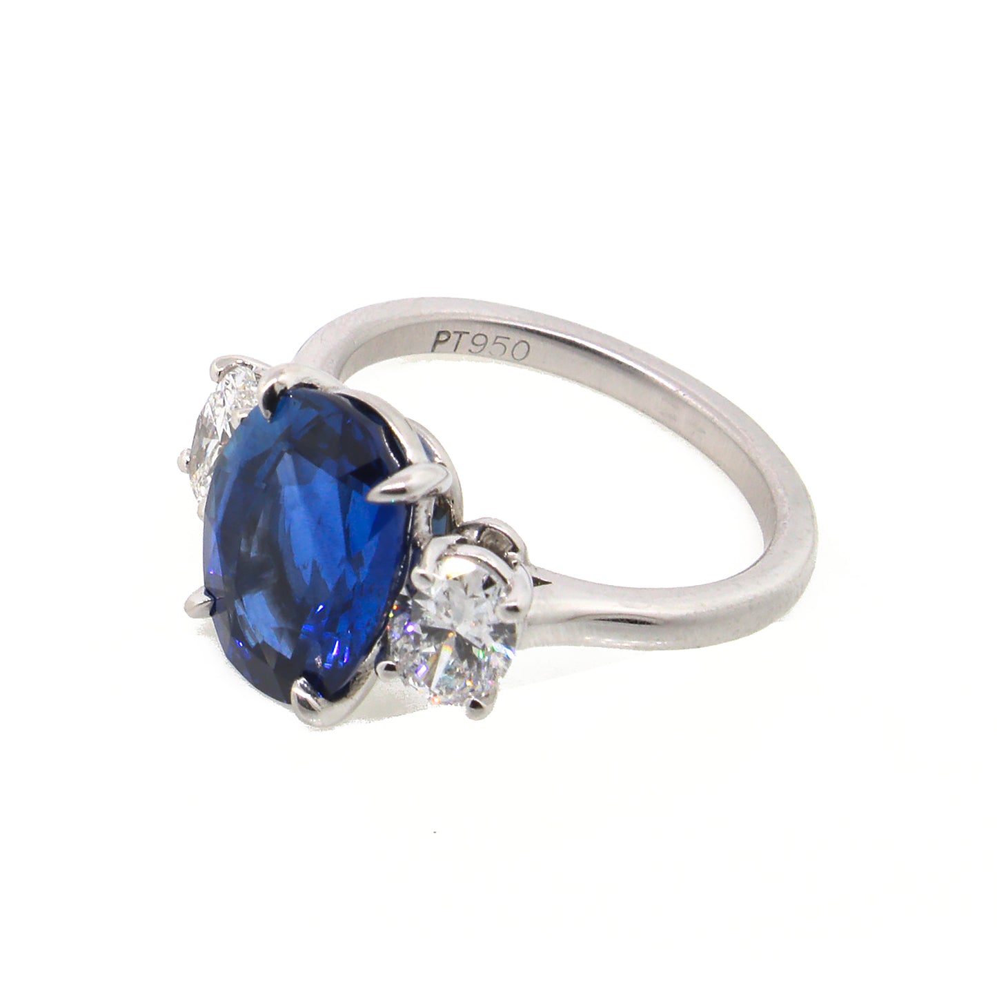 GIA Certified Oval Sapphire and Diamond Engagement Ring
