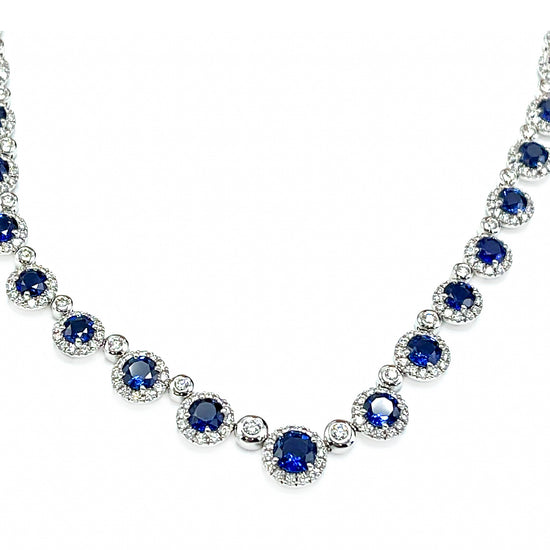 Load image into Gallery viewer, Precious 18 kt White Gold Sapphire and Diamond Necklace
