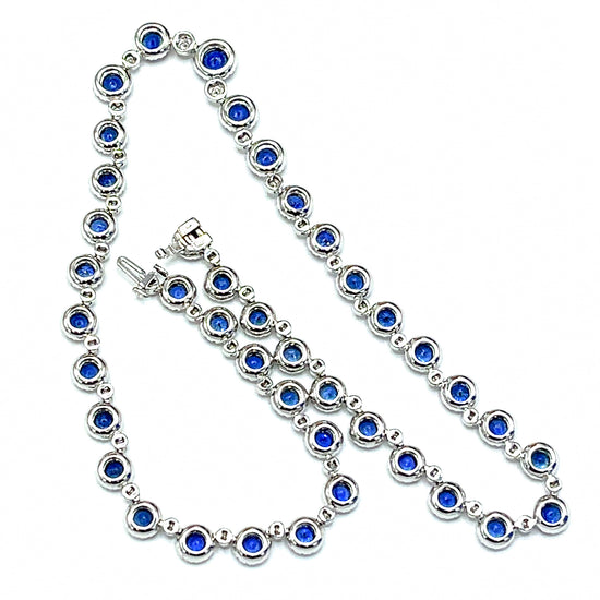 Precious 18 kt White Gold Sapphire and Diamond Necklace