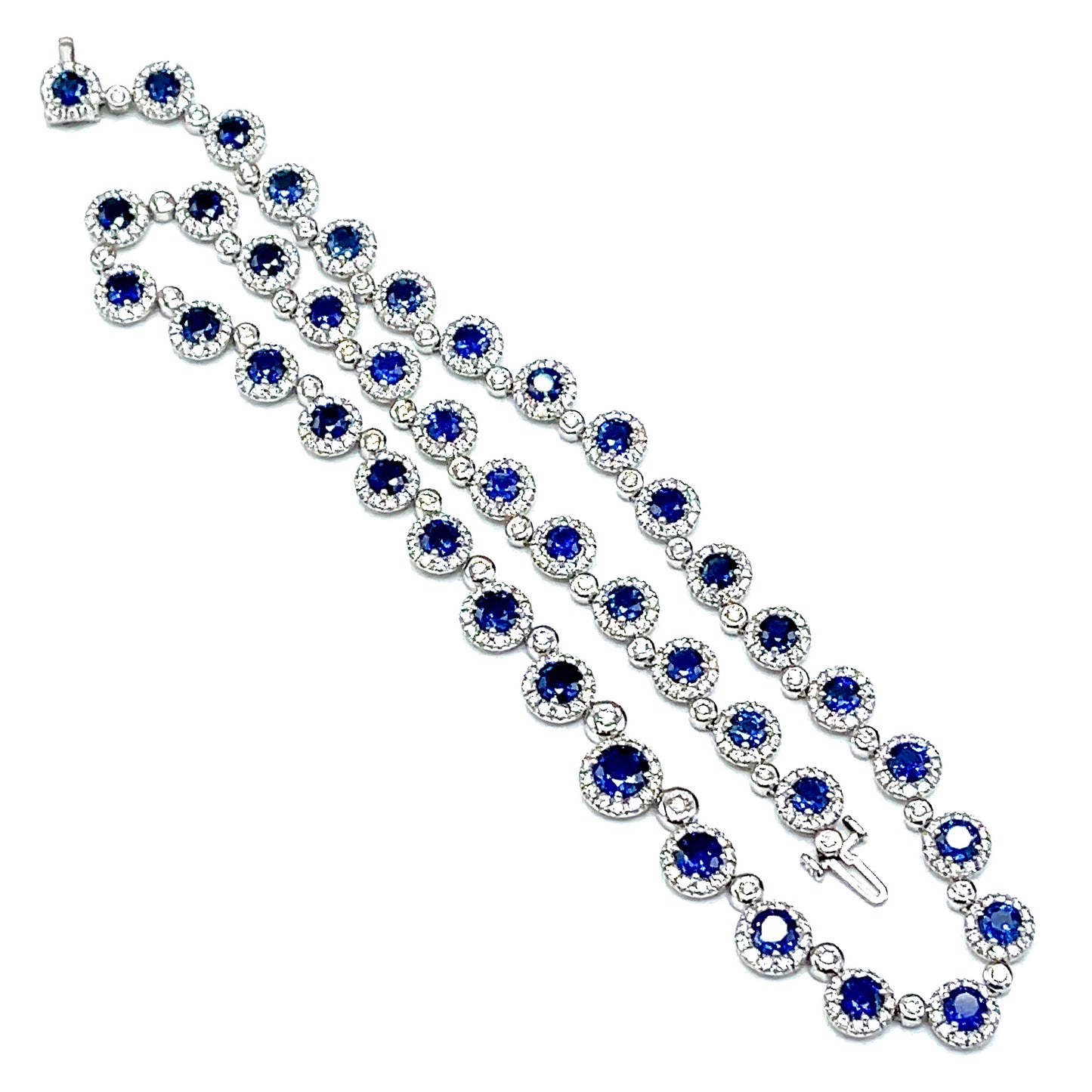 Precious 18 kt White Gold Sapphire and Diamond Necklace