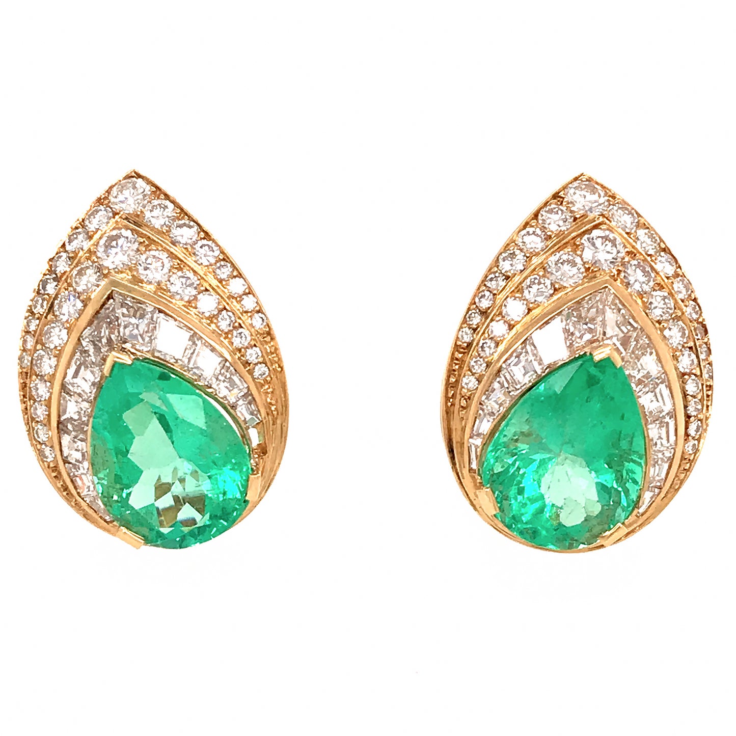 Tabbah 18k Yellow Gold  Diamond and Emerald Earrings