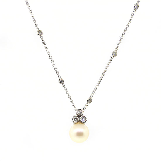 Load image into Gallery viewer, Diamond By the Yard Pearl Pendant Necklace
