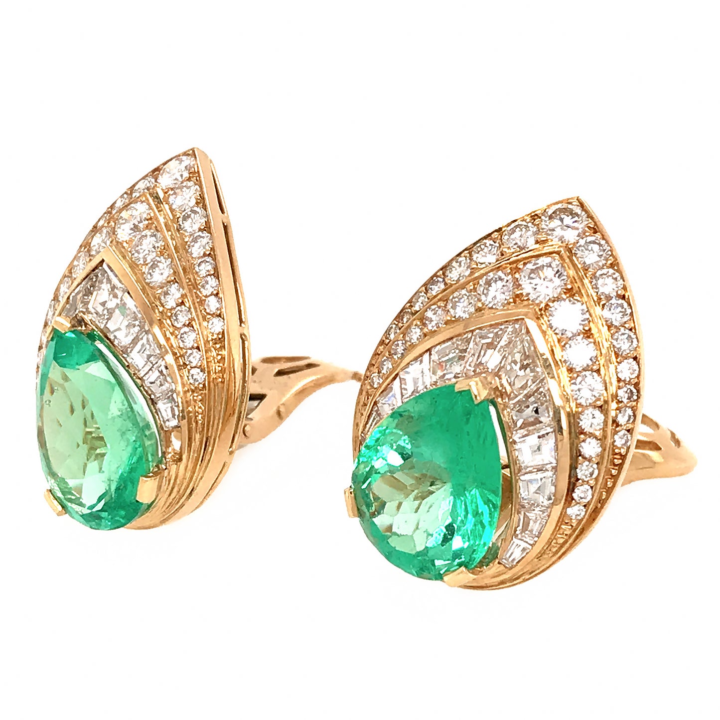 Tabbah 18k Yellow Gold  Diamond and Emerald Earrings