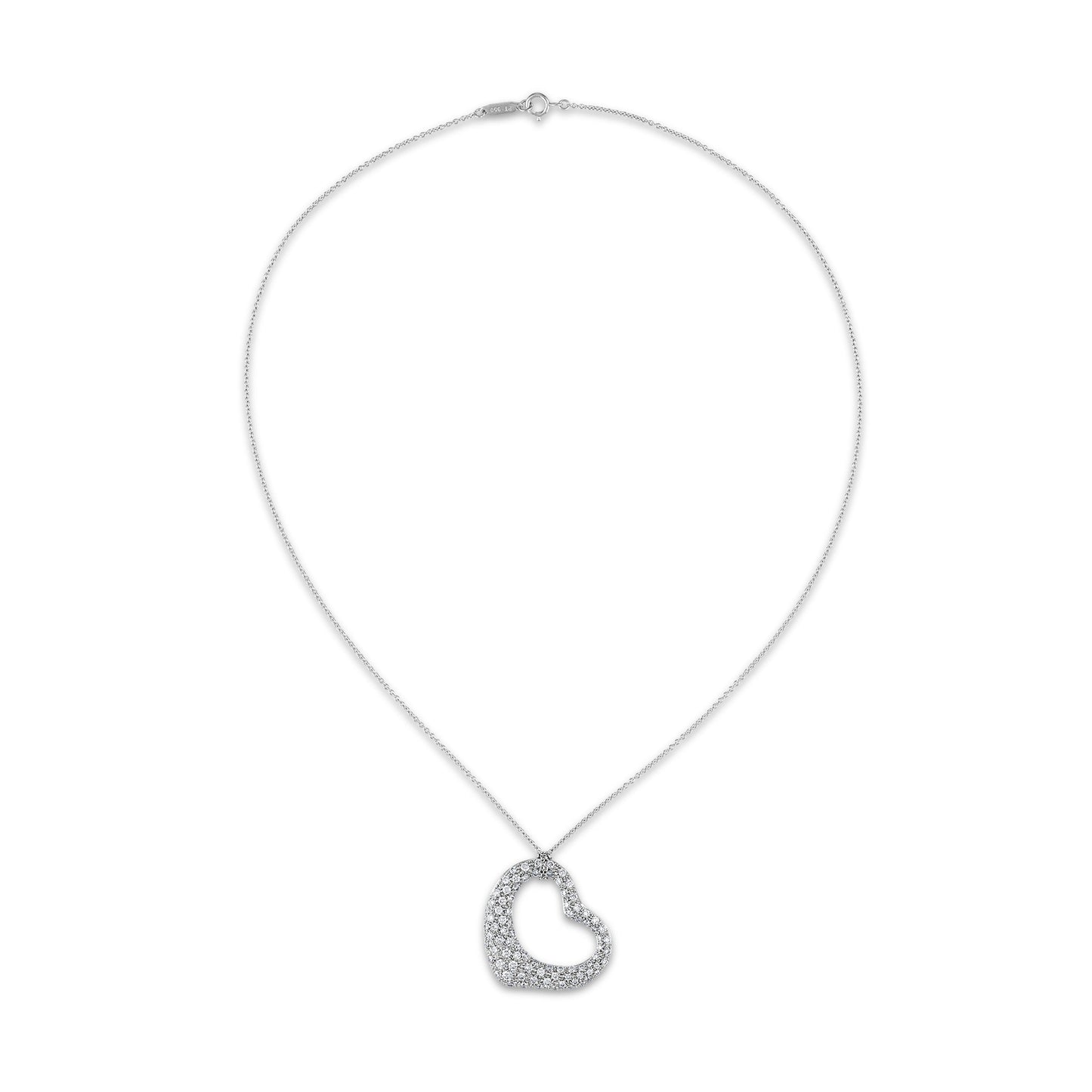 Tiffany & Co Platinum Diamond Elsa Perretti Open Heart Necklace Length: 17"