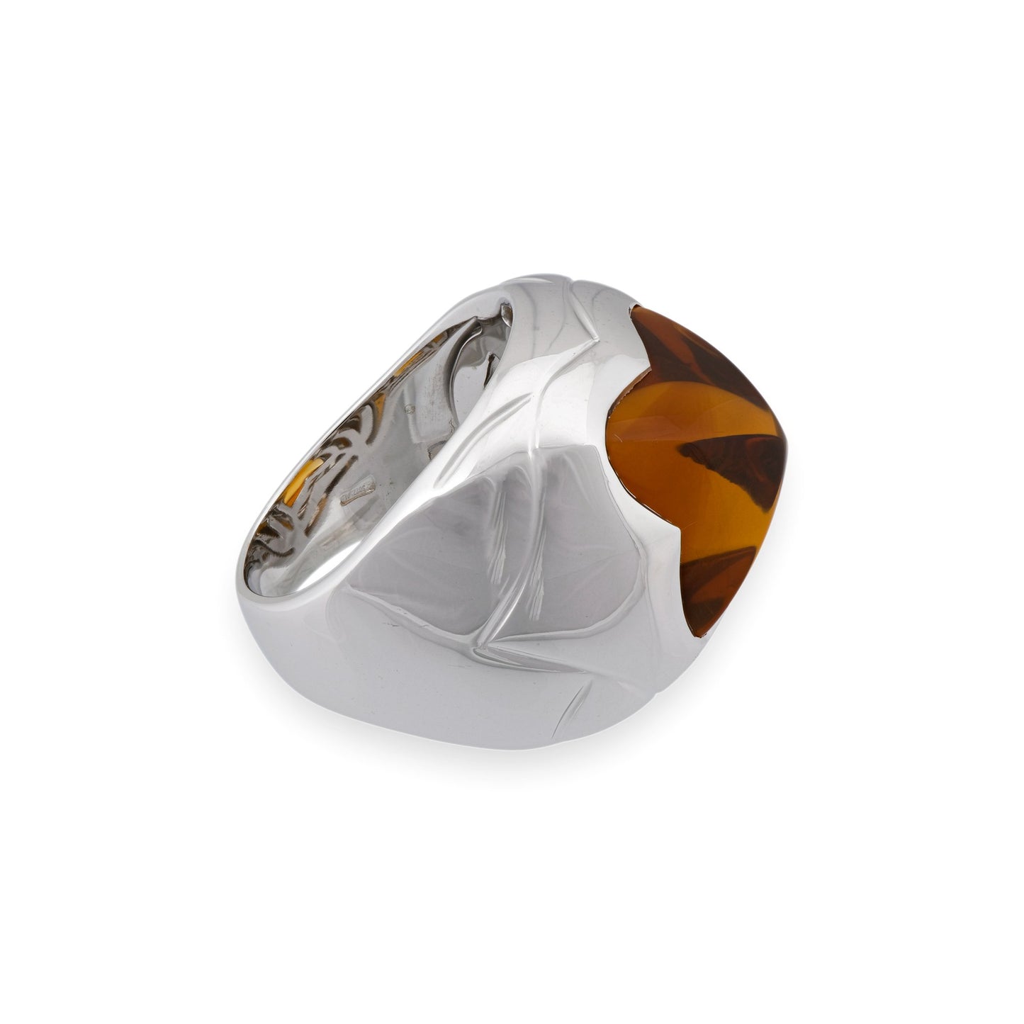 Bvlgari 18K White Gold Citrine Ring Size 6
