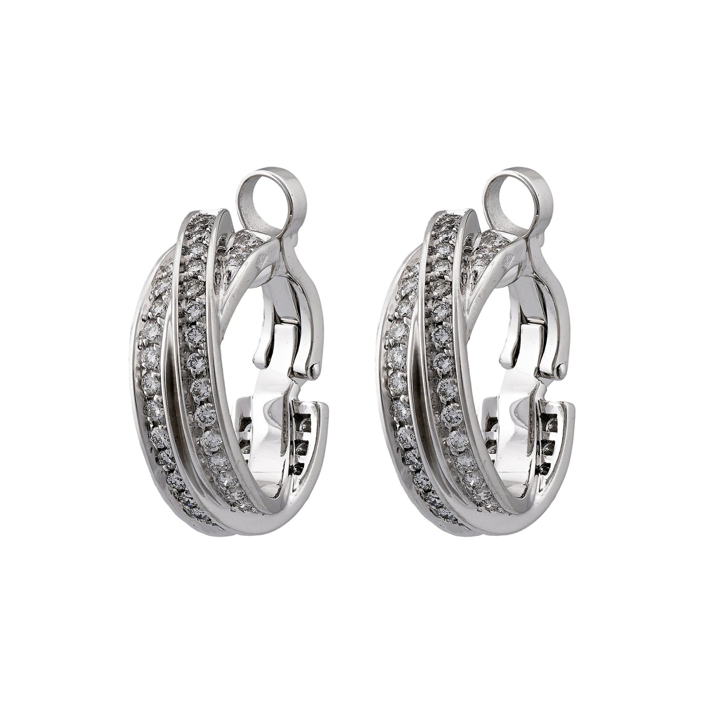 Cartier 18K White Gold Diamond Trinity Earrings