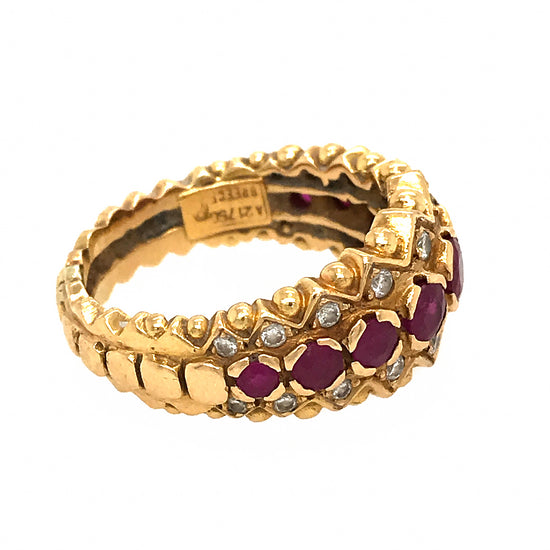 Zolotas 18k Yellow Gold Ruby and Diamond Ring