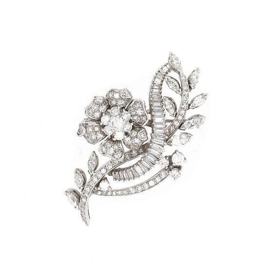 PLATINUM DIAMOND FLOWER BROOCH