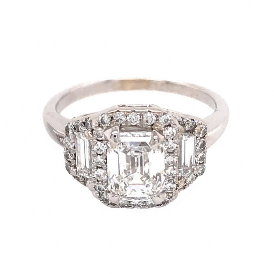 Load image into Gallery viewer, GIA Certified 1.33 Carat Emerald Cut Diamond Engagement Ring with Matching Diamond Band
