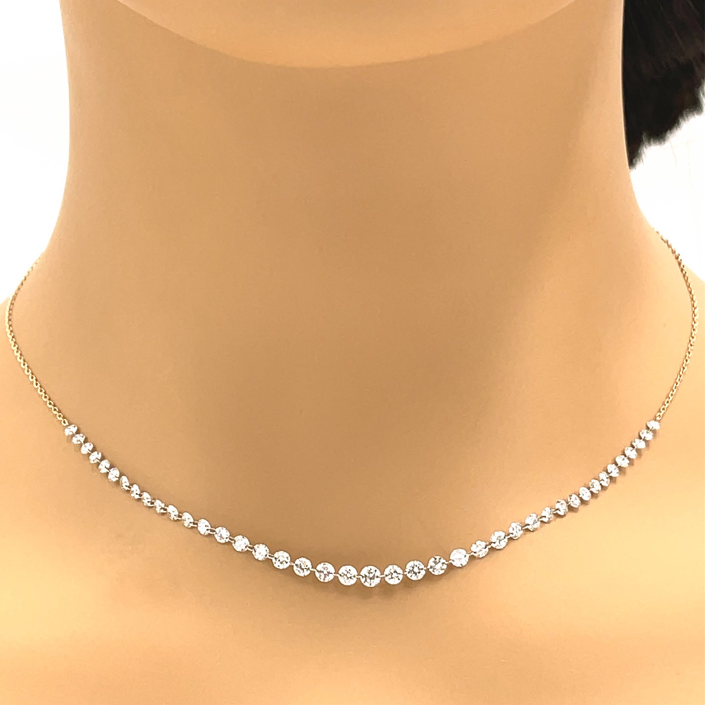 18k White Gold Diamond Bead Adjustable Choker Necklace