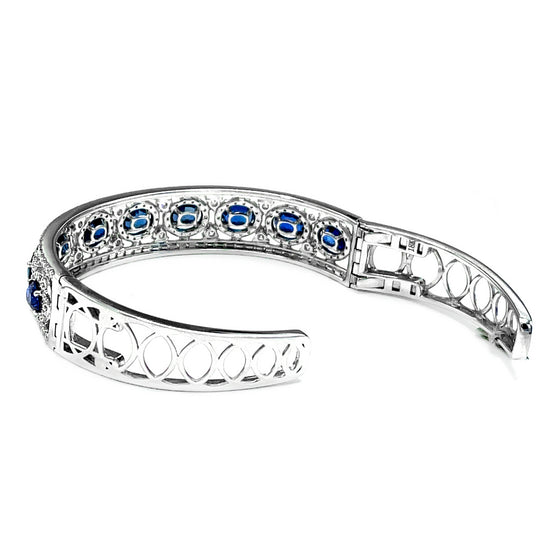18k kt White Gold Sapphire and Diamond Bangle Bracelet