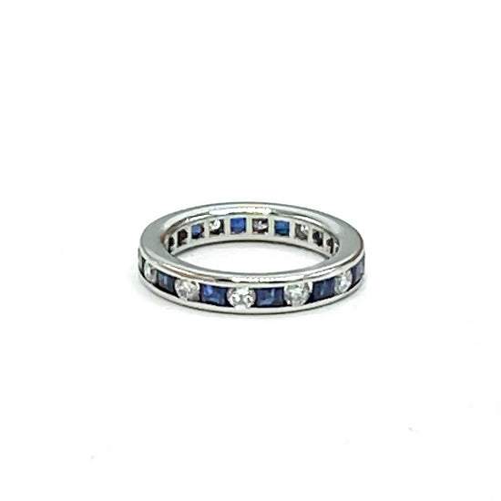 Platinum Diamond and Sapphire Eternity Ring