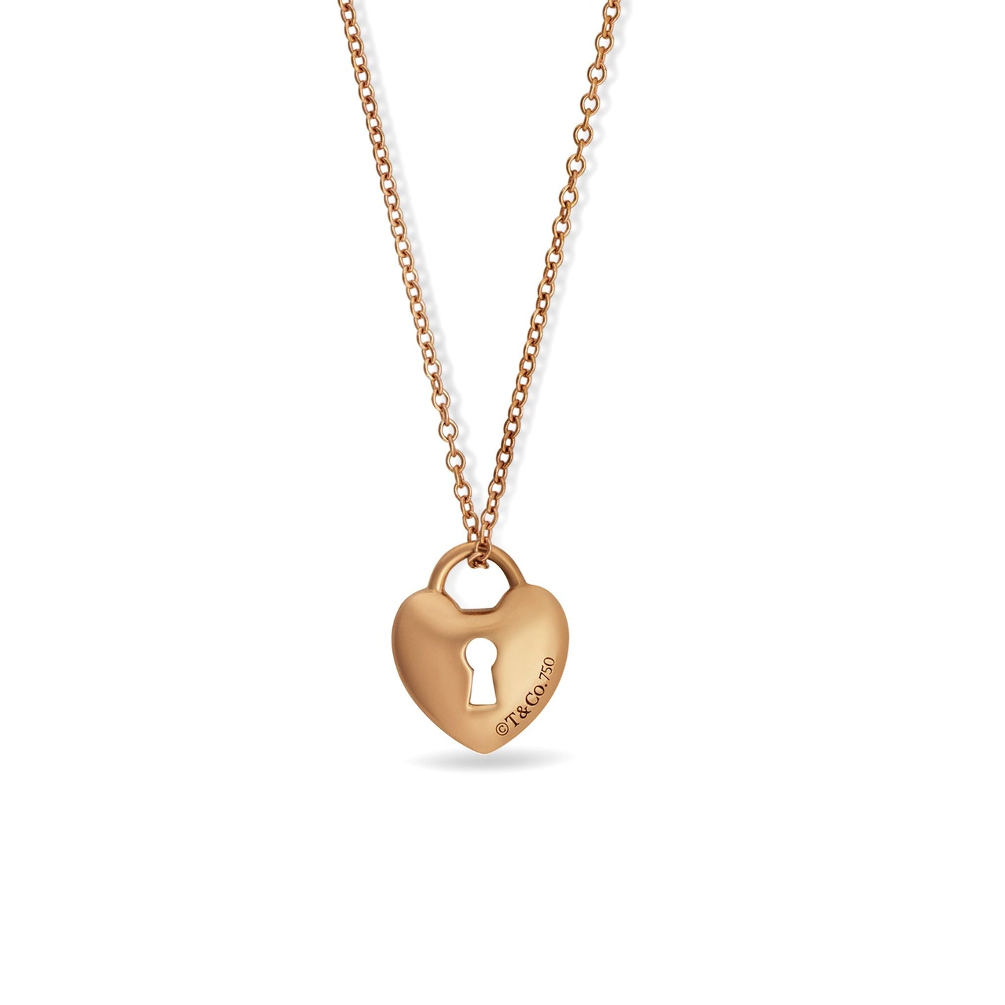 Pre-Owned Tiffany & Co. 18K Rose Gold Lock Heart Pendant Necklace