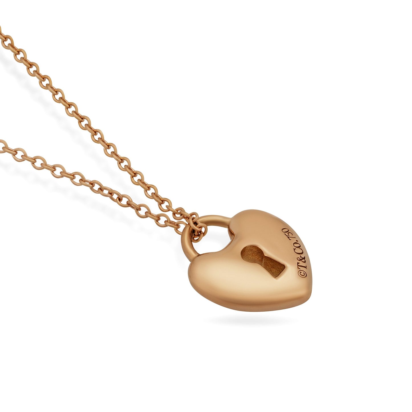 Pre-Owned Tiffany & Co. 18K Rose Gold Lock Heart Pendant Necklace –