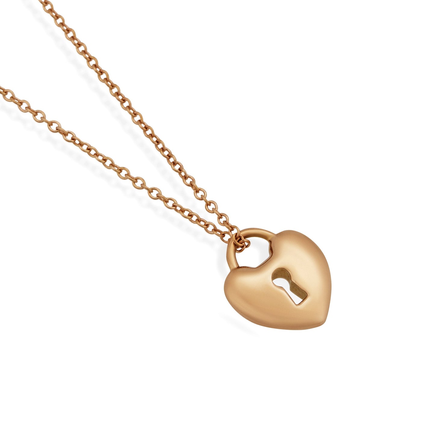 Tiffany & Co. 18K Rose Gold Lock Heart Pendant Necklace Length: 16"