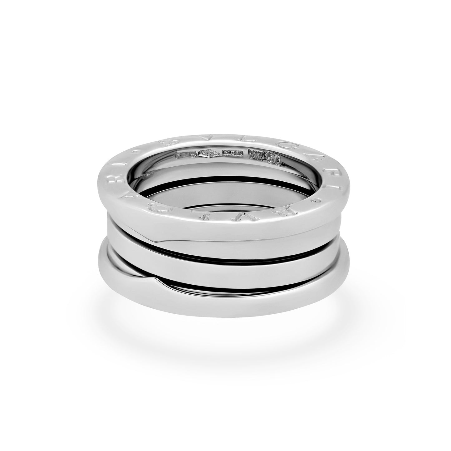 Bvlgari 18K White Gold B-Zero 3 Band Ring Size: 5.25