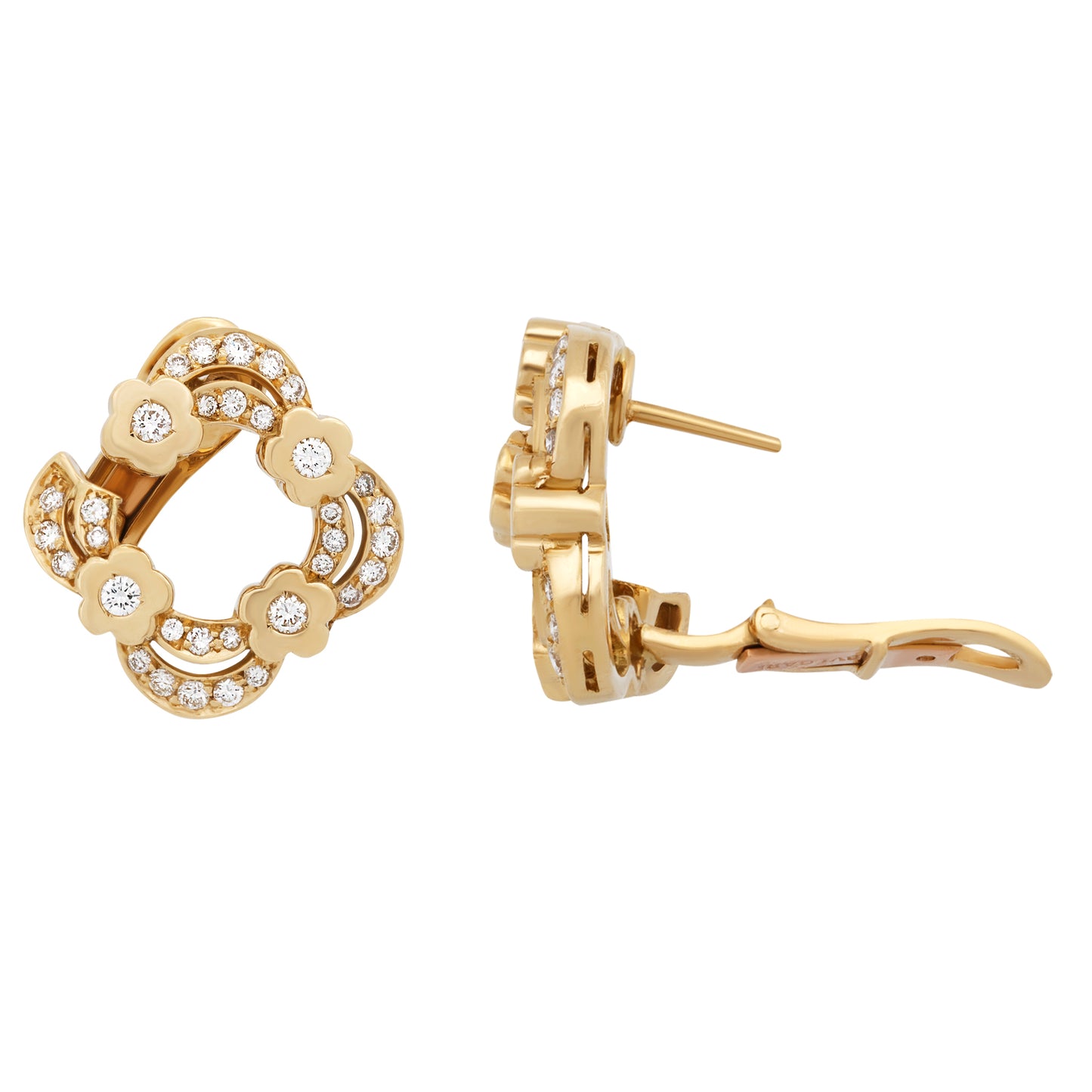 Load image into Gallery viewer, Bvlgari 18K Yellow Gold Diamond Open Flower Earrings
