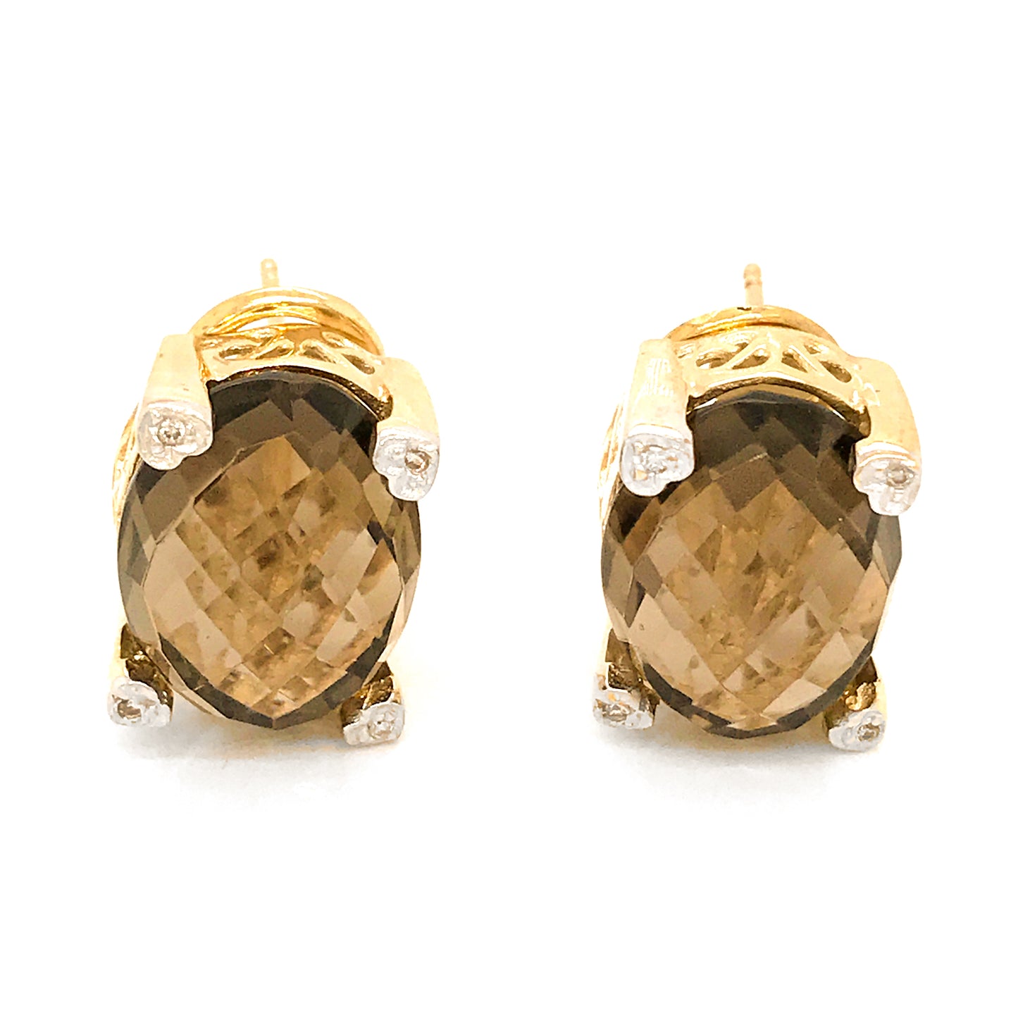 14k Gold Diamond and Topaz Earrings