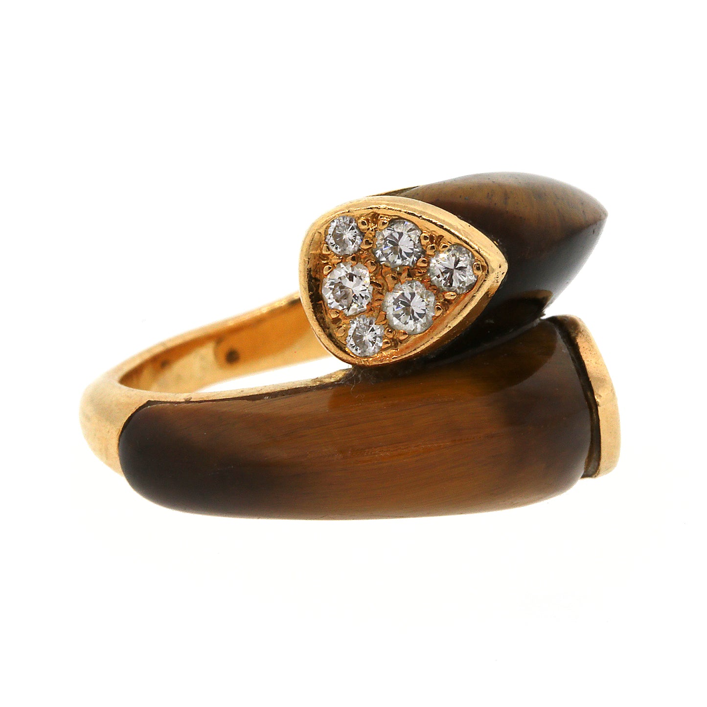 Van Cleef and Arpels Tiger's Eye Diamond Bypass Ring