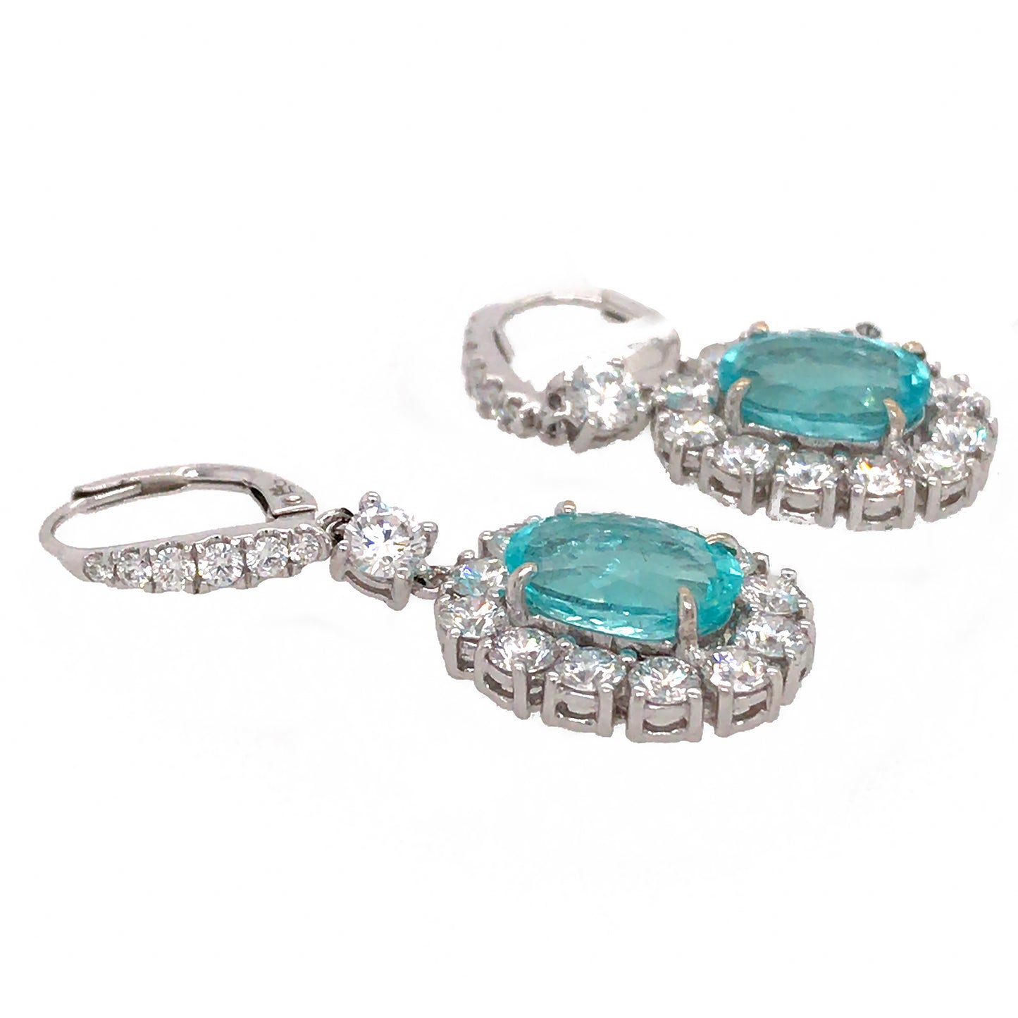 Certified Rare Blue Paraiba and Diamond Earrings