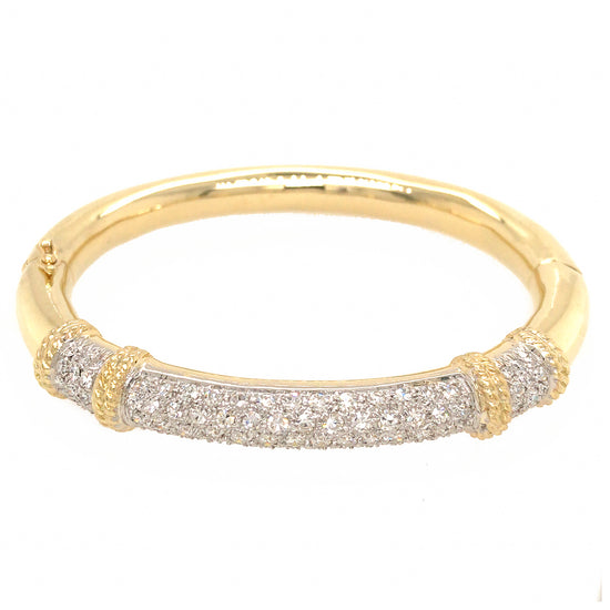 Estate 18k Yellow Gold Diamond Bangle Bracelet