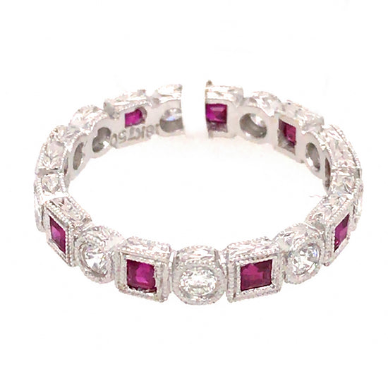 Load image into Gallery viewer, 18k White Gold Ruby and Diamond Band
