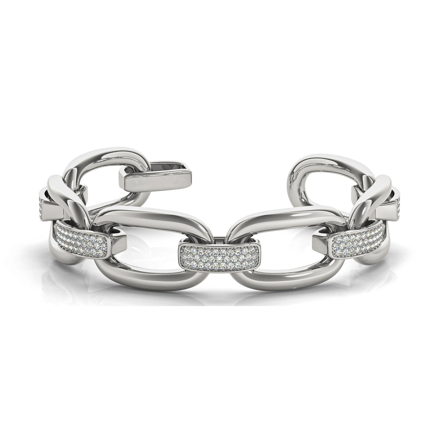 Oval & Diamond-Crusted Link Bracelet
