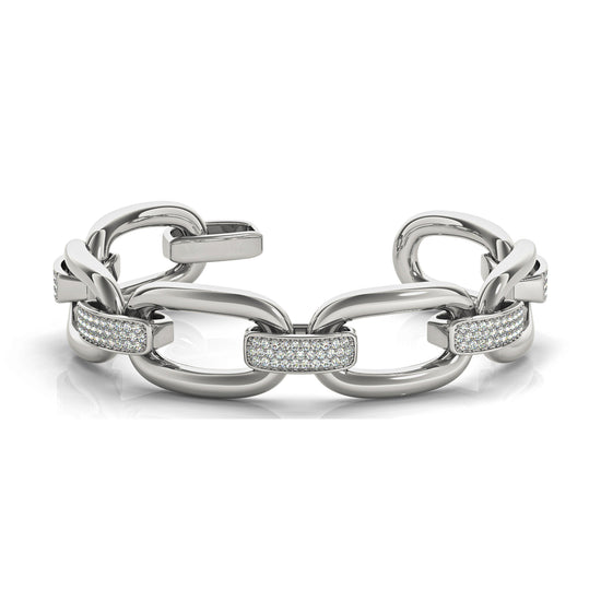Oval & Diamond-Crusted Link Bracelet