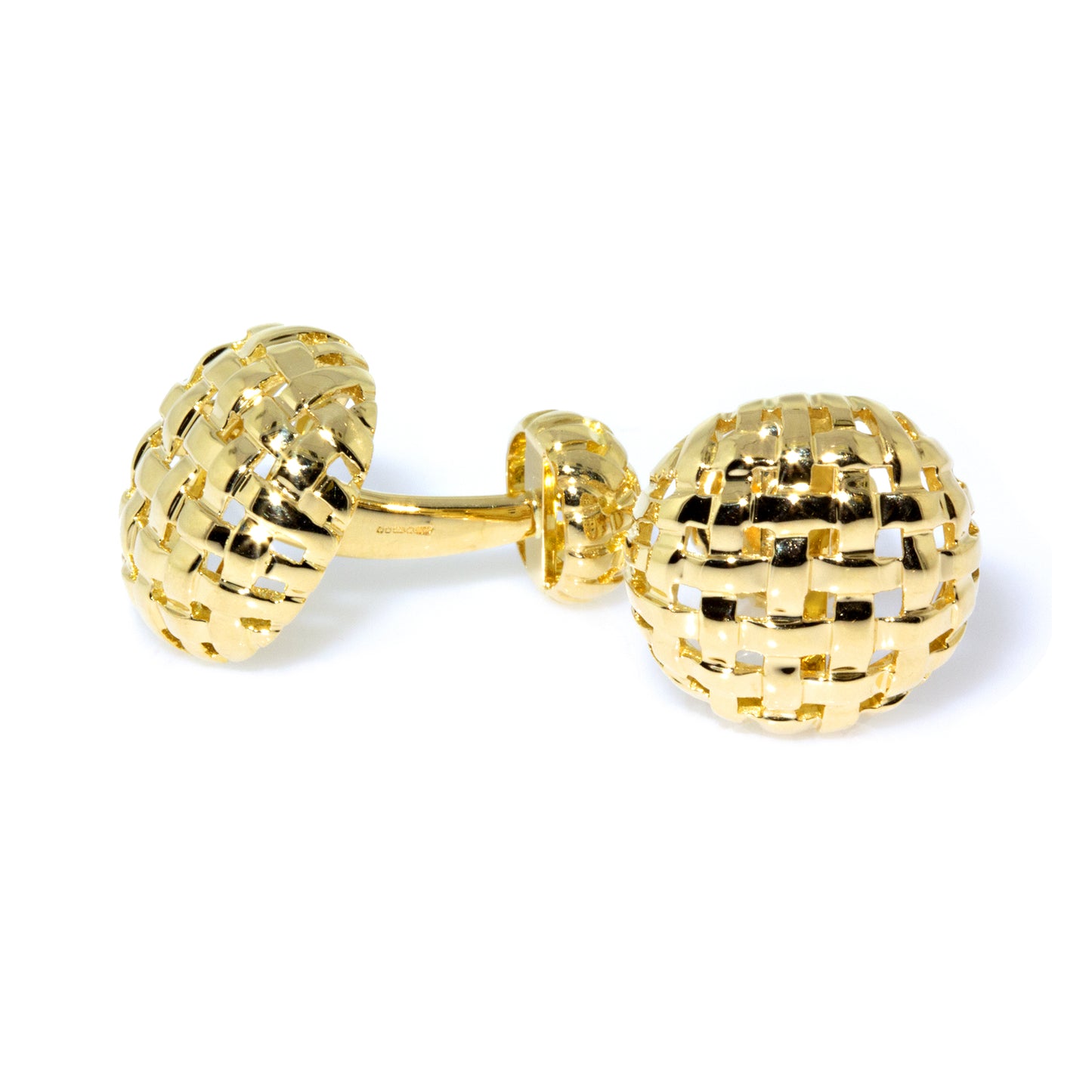 Load image into Gallery viewer, Tiffany &amp;amp; Co. Vannerie Basket Weave Yellow Gold Cufflinks
