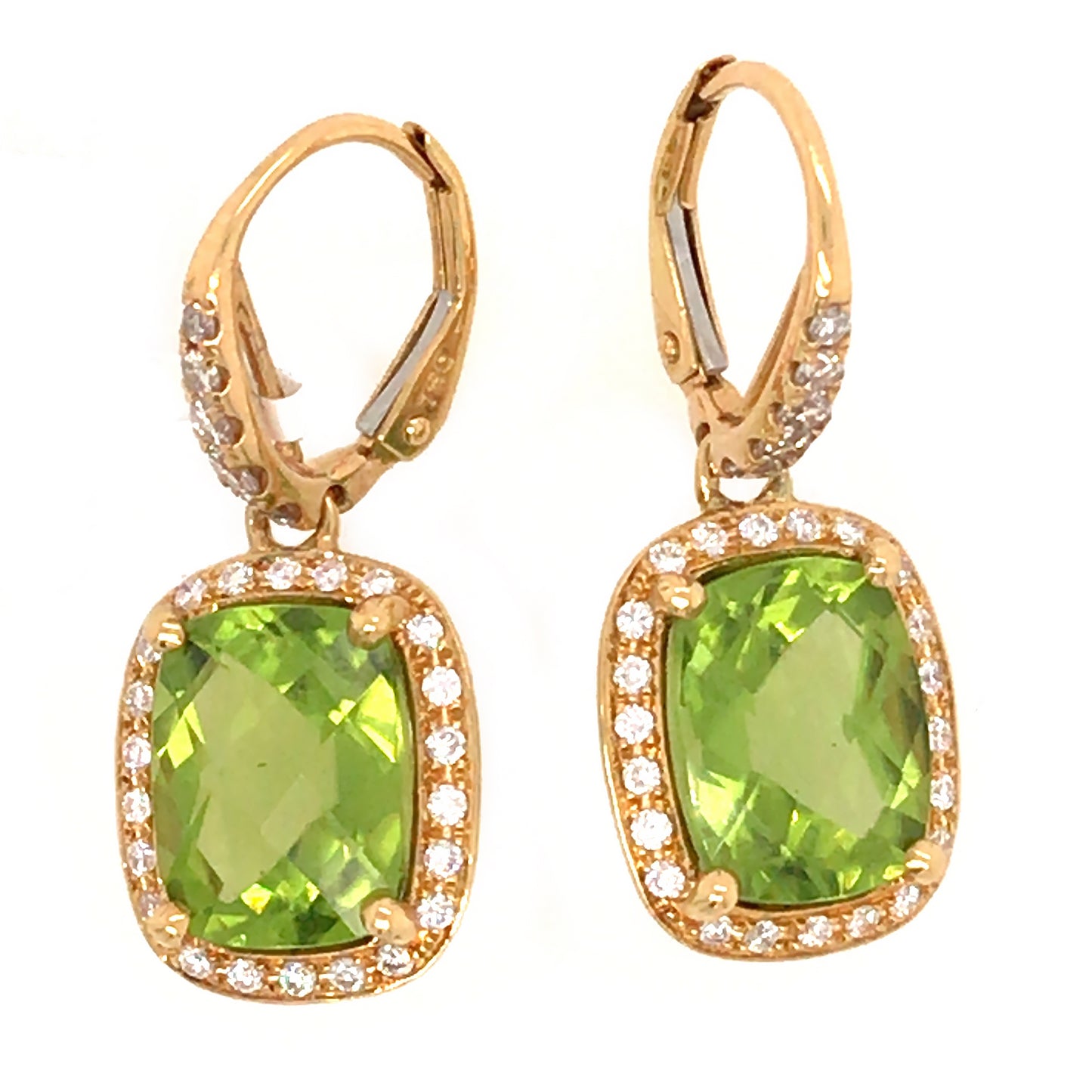 Load image into Gallery viewer, 18k Yellow Gold Diamond and Perdidot Drop Earrings

