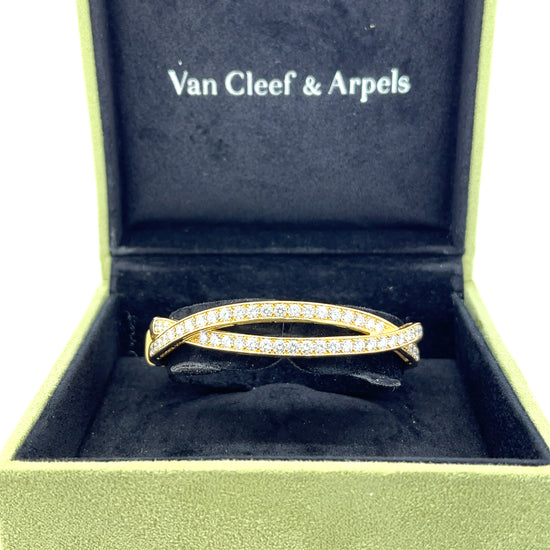 Load image into Gallery viewer, Rare Van Cleef &amp;amp; Arpels 18k Yellow Gold Diamond Bangle
