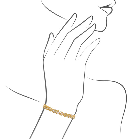 Load image into Gallery viewer, Van Cleef &amp;amp; Arples 18K Yellow Gold Diamond Trefle Bracelet Length: 6.5&amp;quot;
