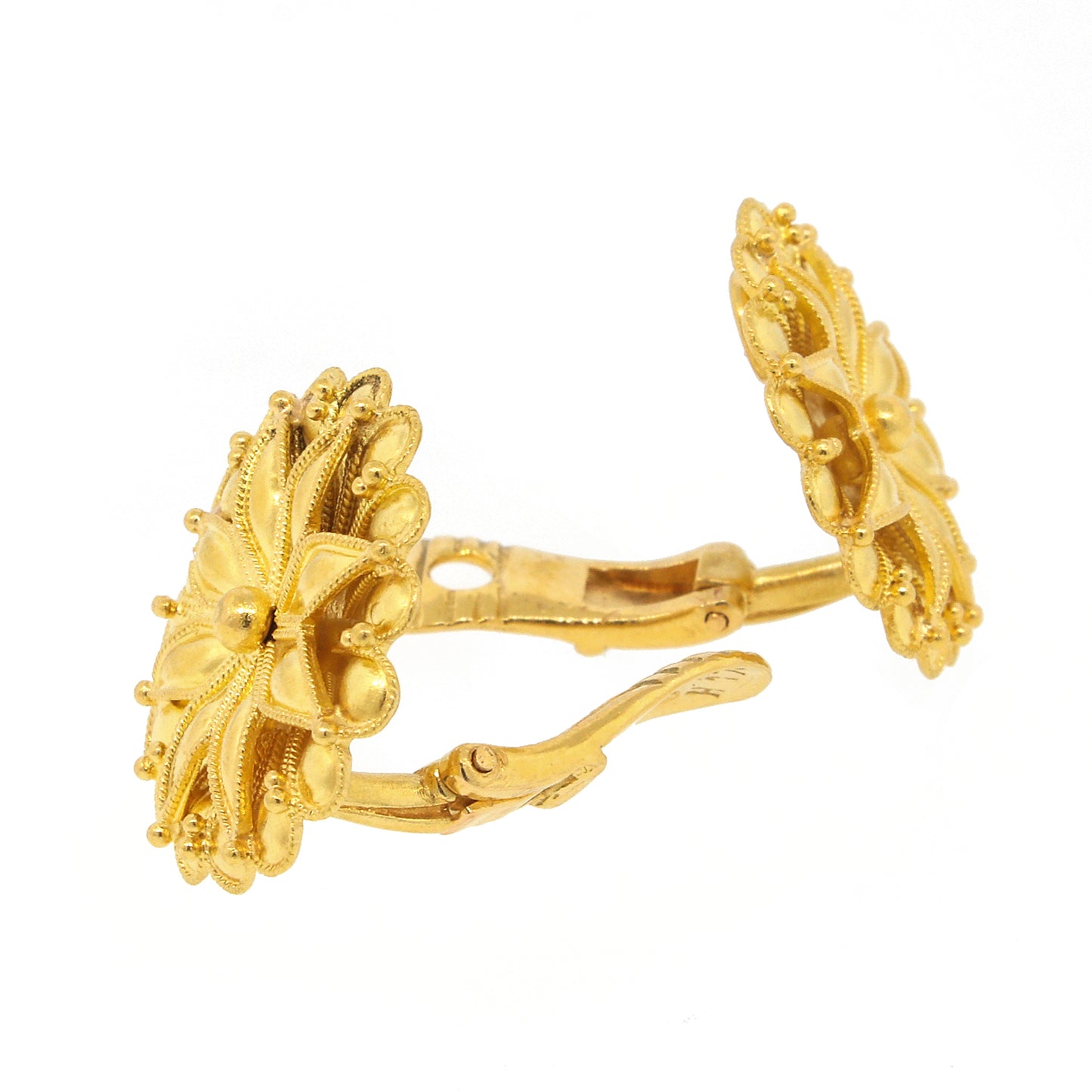 Zolotas Vintage Floral Yellow Gold Clip-on Earrings