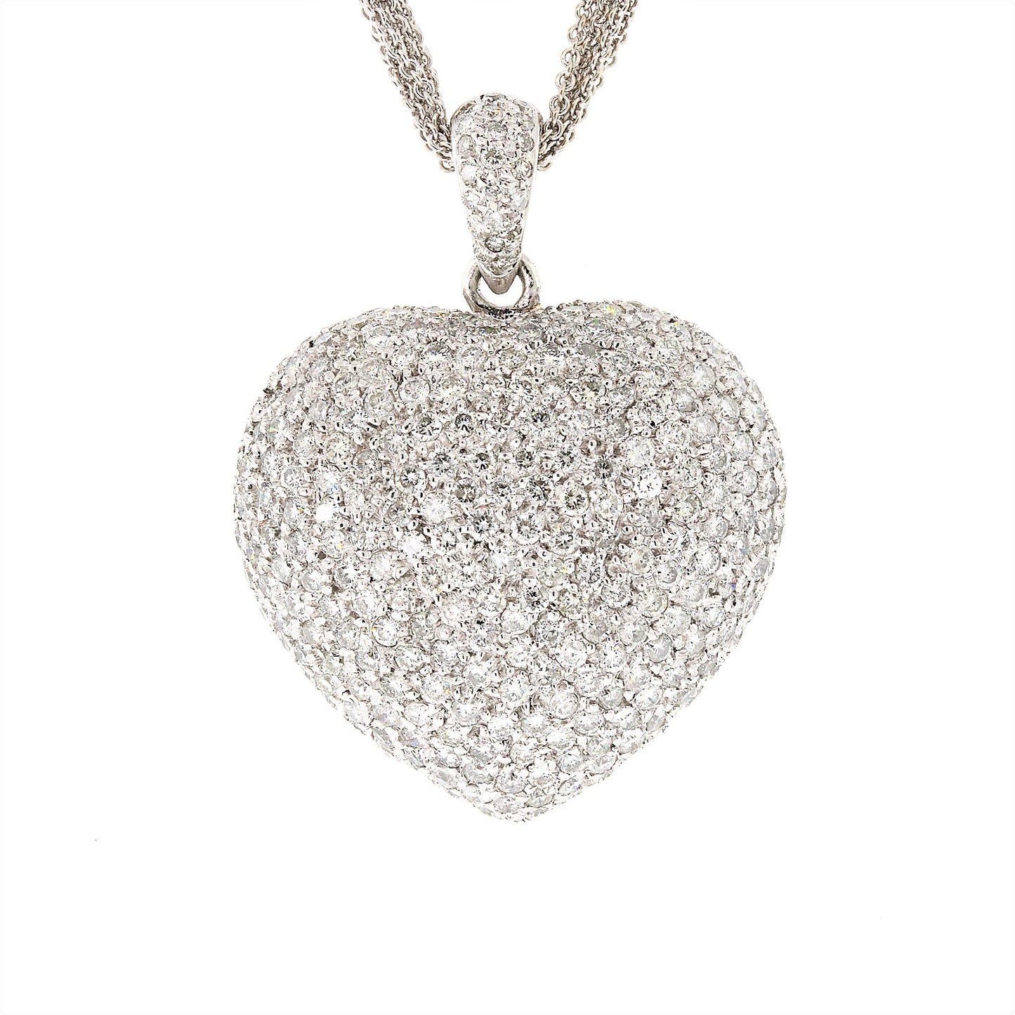 Load image into Gallery viewer, Platinum Diamond Pave Heart with 7-row Chain Necklace
