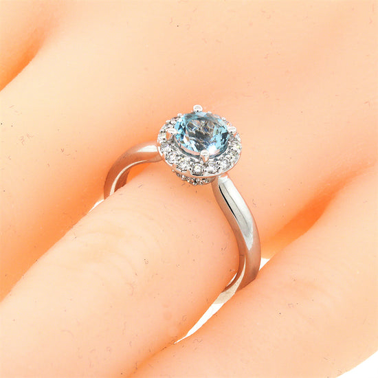 Load image into Gallery viewer, Sweet Aquamarine and Diamond Cluster Ring
