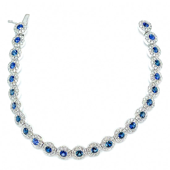 Vibrant 18 kt White Gold Sapphire and Diamond Bracelet