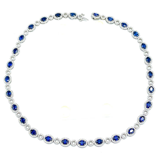 Fabulous 18k White Gold Sapphire and Diamond Collar Necklace