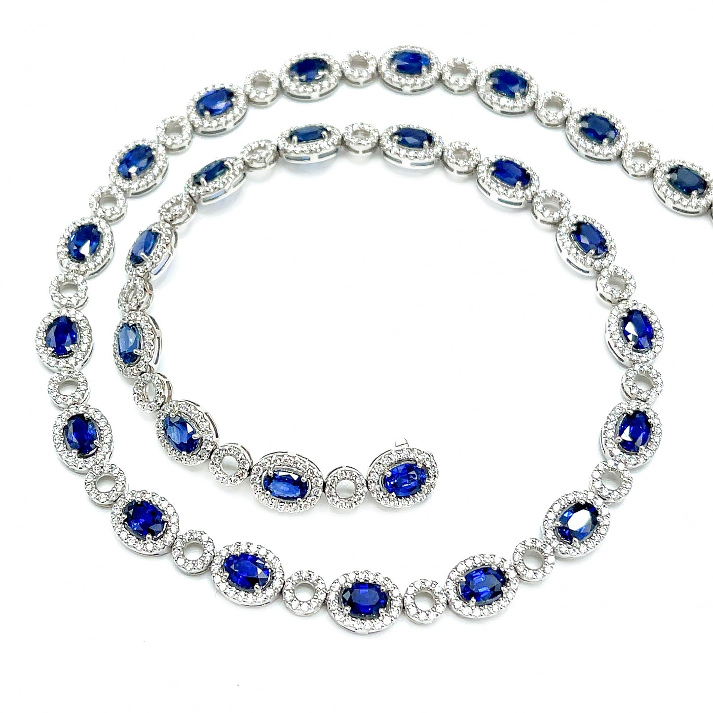 Load image into Gallery viewer, Fabulous 18k White Gold Sapphire and Diamond Collar Necklace
