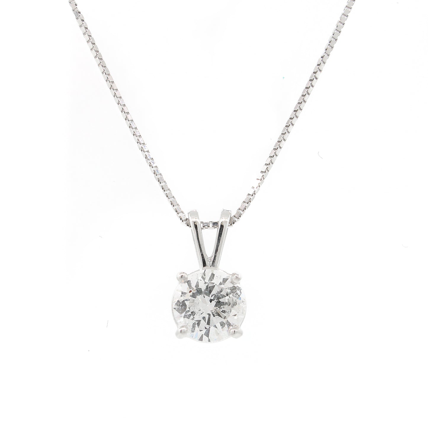 Classic Single Diamond Pendant Necklace