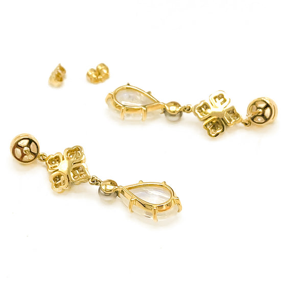 Moonstone and Diamonds Drop Earrings