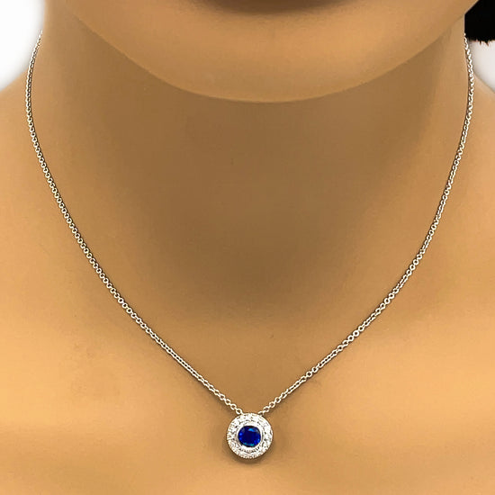 Load image into Gallery viewer, 18 kt White Gold Sapphire and Diamond Pendant Necklace
