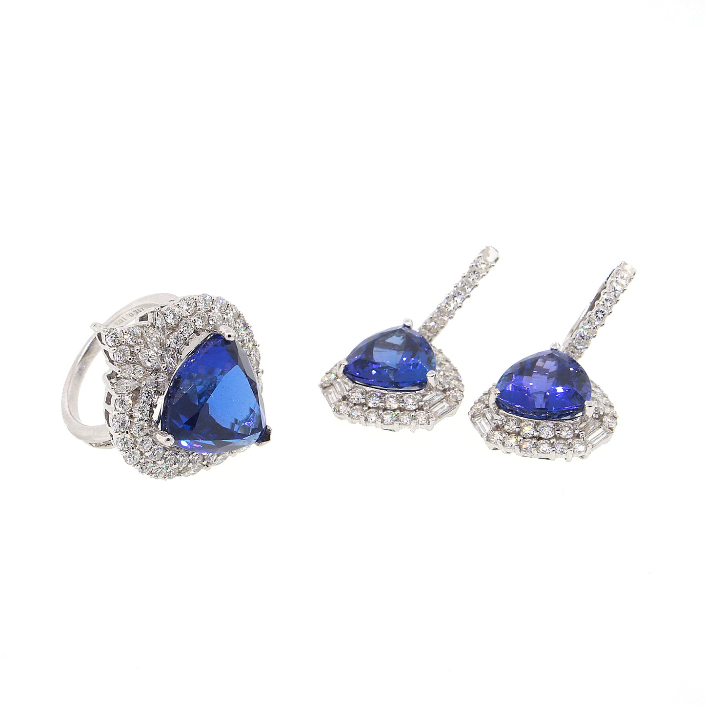 Trillion Tanzanite and Diamond Dangle Earrings