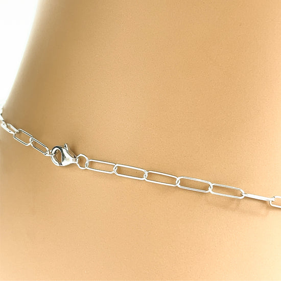 18 kt White Gold Chain Link Diamond Adjustable Choker Necklace