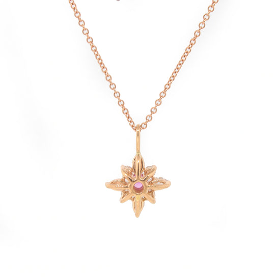 Load image into Gallery viewer, Charming Pink Sapphire and Diamond Starburst Pendant Necklace
