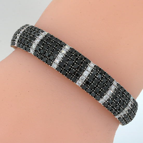 Load image into Gallery viewer, Black and White Diamond Cuff Bracelet
