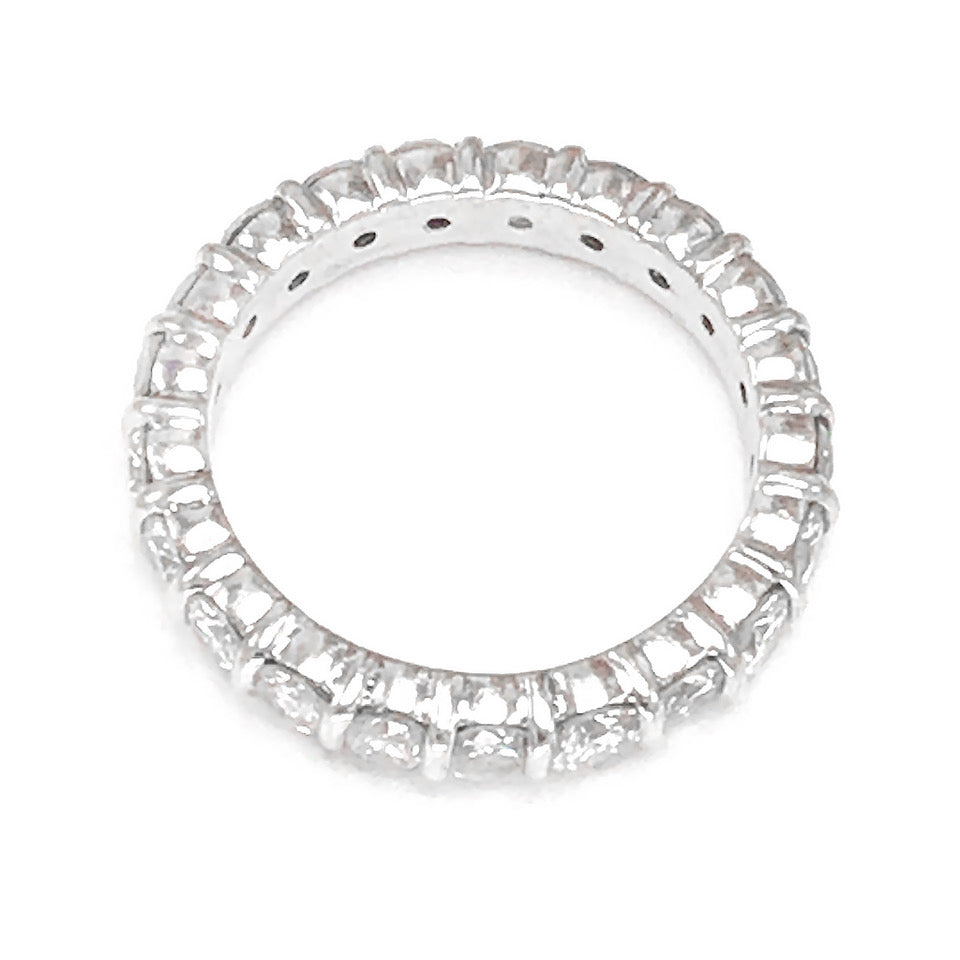 Load image into Gallery viewer, 14k White Gold Bar-Set Diamond Eternity Band Ring
