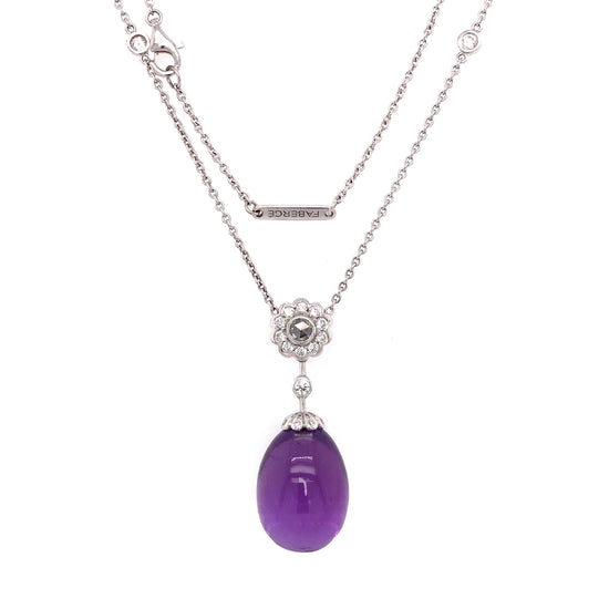 Load image into Gallery viewer, Fabergé Imperial Karenina Diamond and Amethyst Egg Pendant Necklace
