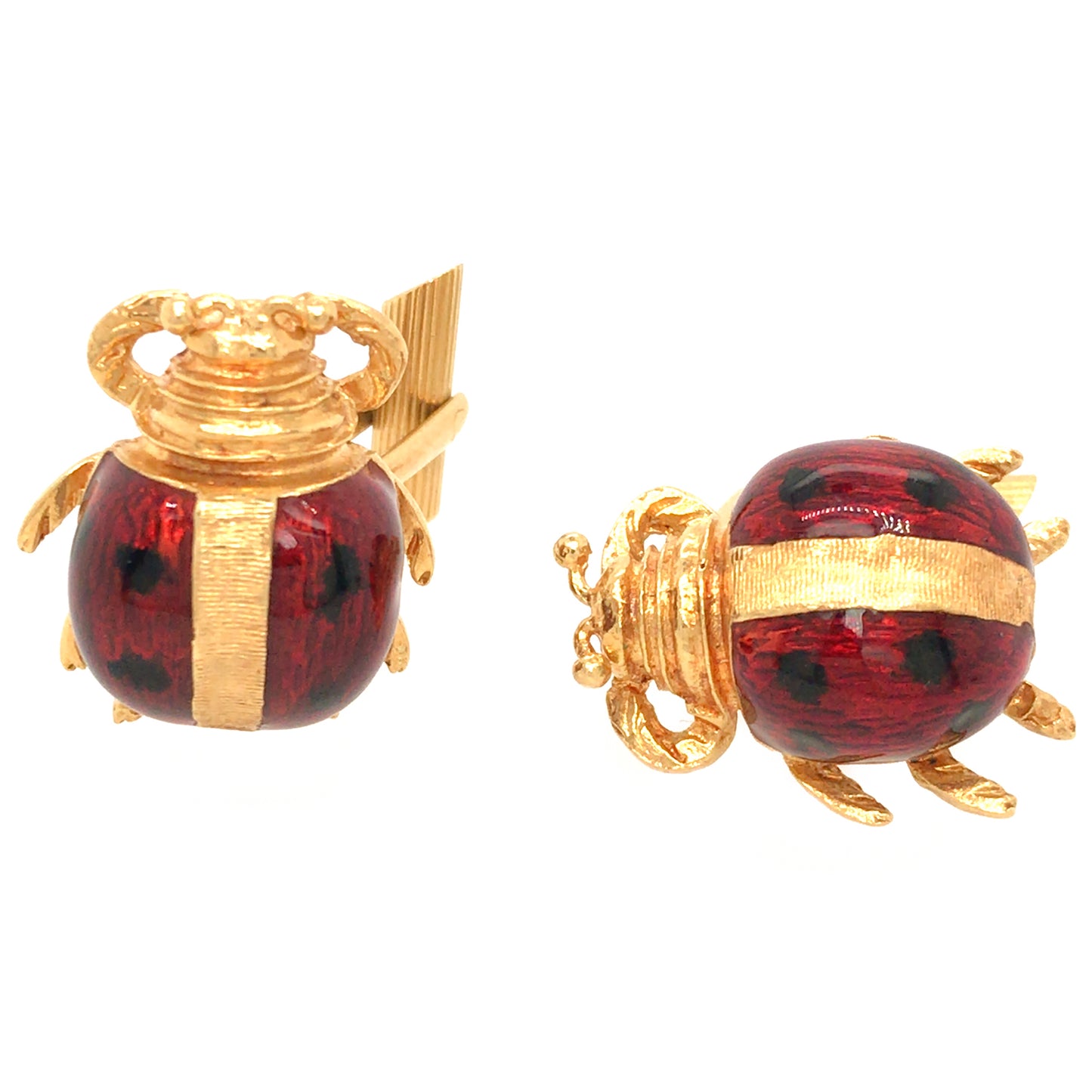 18k Yellow Gold Ladybug Enamel Cufflinks